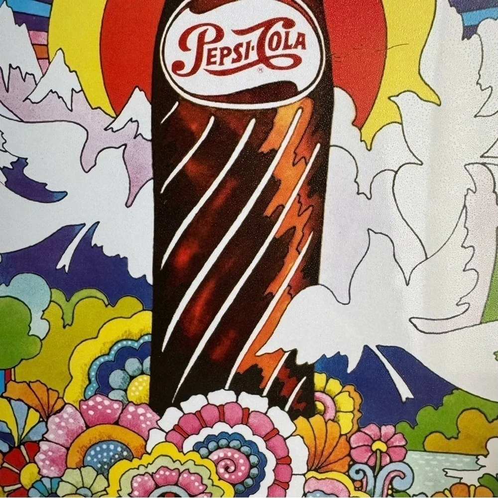Metal colorful sunburst Pepsi cola sign